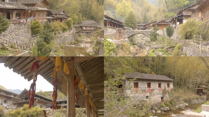 6K中国古镇古村落著名古建筑小桥流水林坑