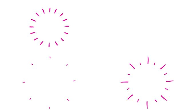 动画手绘洋红色射线符号。毛圈的视频。平面矢量粉色插图隔离在白色背景上。