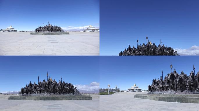 B新疆准噶尔废王城白天江格尔英雄雕塑1