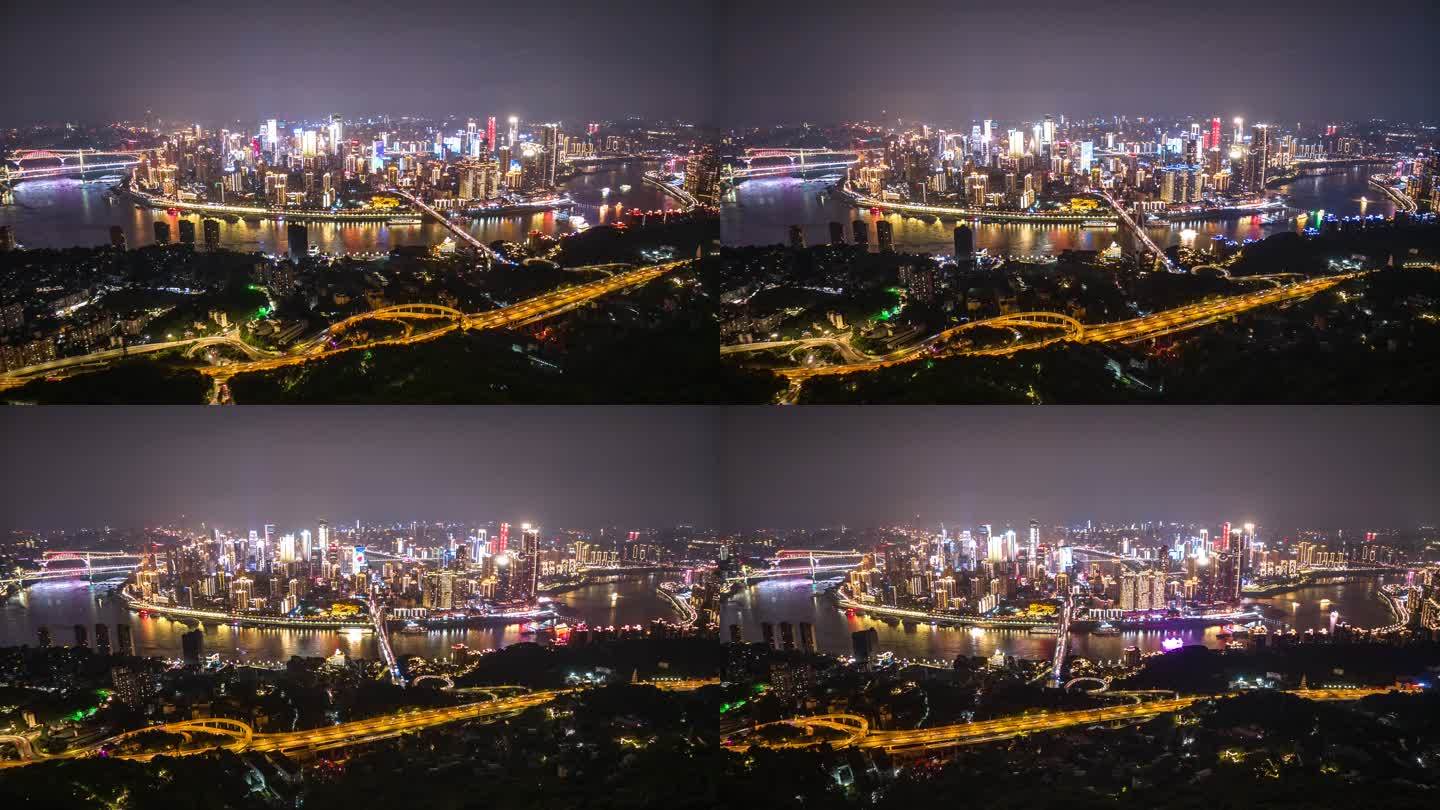 重庆夜景大景航拍延时