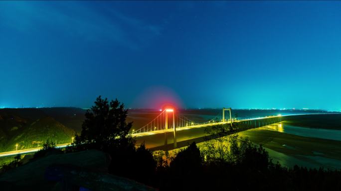 桃花峪黄河大桥夜景延时