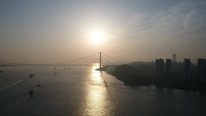 江苏无锡 江阴城市大景 长江 日出