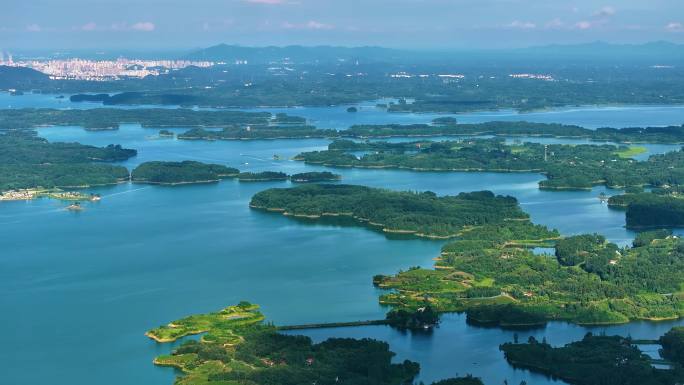 信阳南湾大坝南湾水库 航拍 南湾水库大景