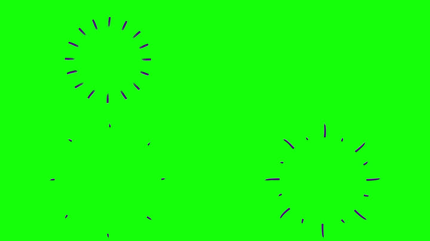 动画手绘紫色射线符号。毛圈的视频。平面矢量插图隔离在绿色背景上。