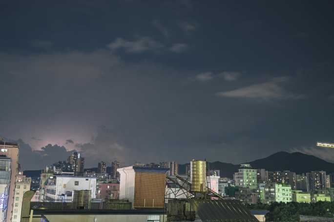 【正版超清素材】深圳城市夜晚打雷闪电延时