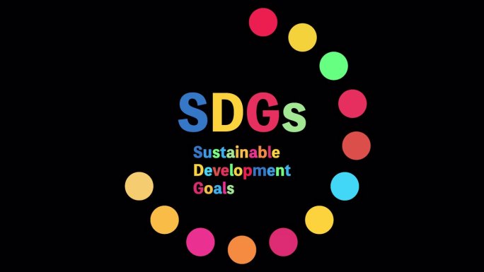 SDGs logo和彩色圆点一个接一个出现和消失的循环动画，Alpha通道只在下载4K Apple 