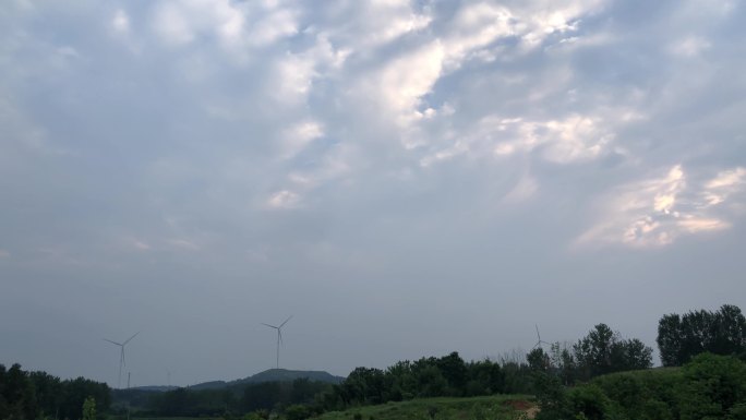 晚霞 风力发电机风车 山脉 3