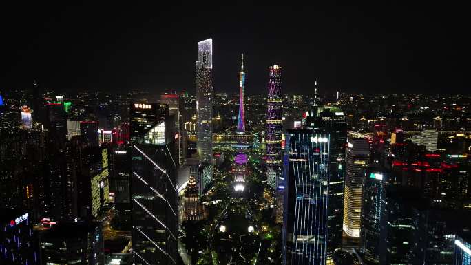 广州城市新中轴线夜景航拍