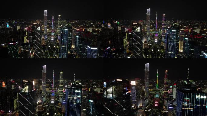 广州城市新中轴线夜景航拍