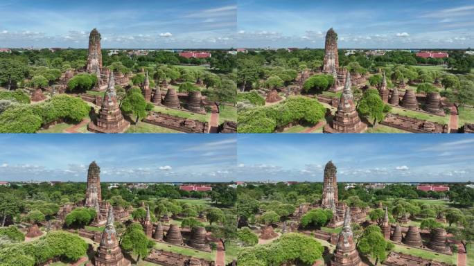 泰国大城府阿瑜陀耶遗址帕拉寺航拍