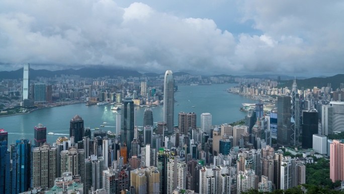 香港维多利亚港延时夜色