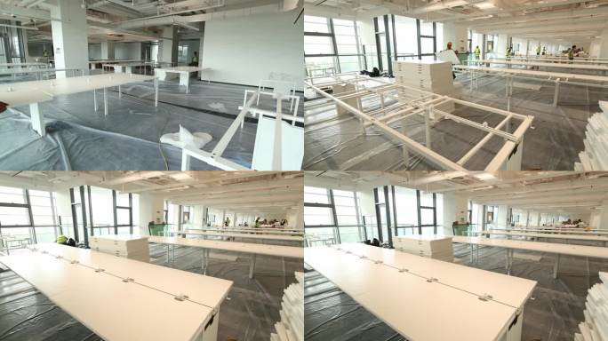 建设 施工工程 装修工程 安装办公室桌子