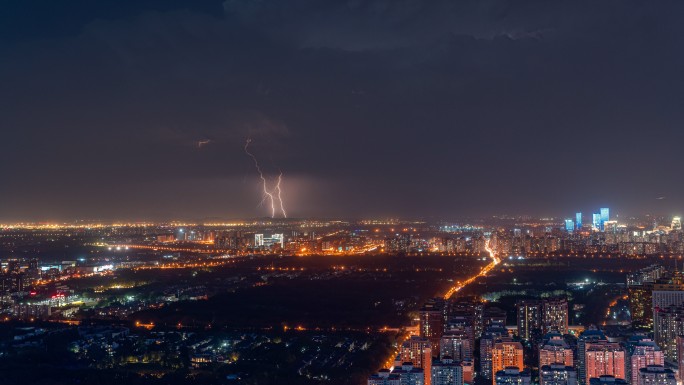 城市闪电夜景延时