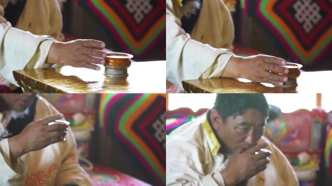 藏族家庭 西藏人家 酥油茶 藏族 木屋