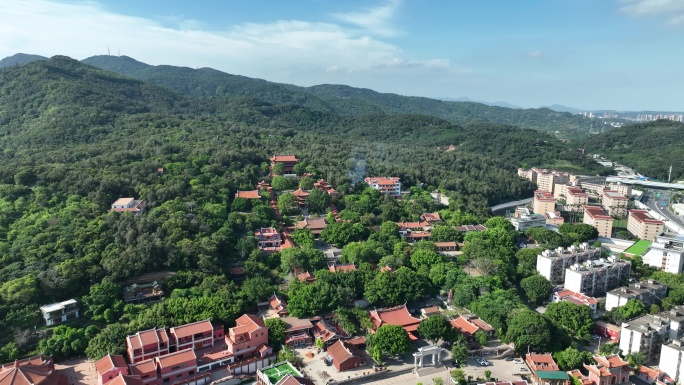 泉州南少林寺遗址航拍清源山南少林寺风景