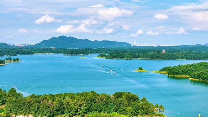 信阳南湾大坝南湾水库航拍南湾水库大景