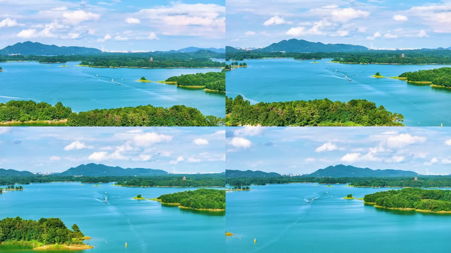 信阳南湾大坝南湾水库航拍南湾水库大景