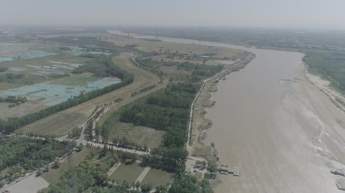 黄河大桥日落航拍大景log素材