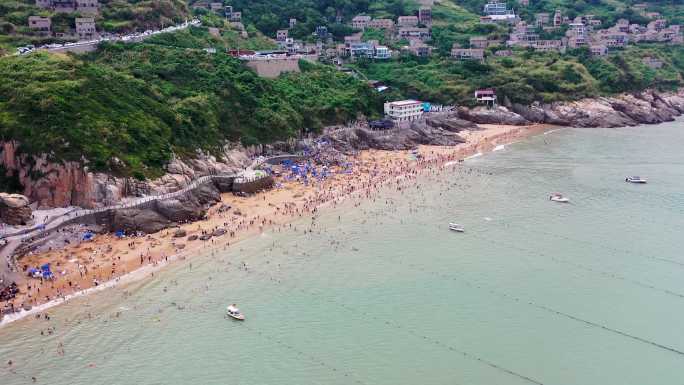 浙江温岭，松门洞下沙滩航拍视频素材