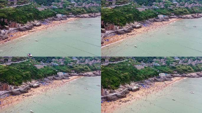 浙江温岭，松门洞下沙滩航拍视频素材