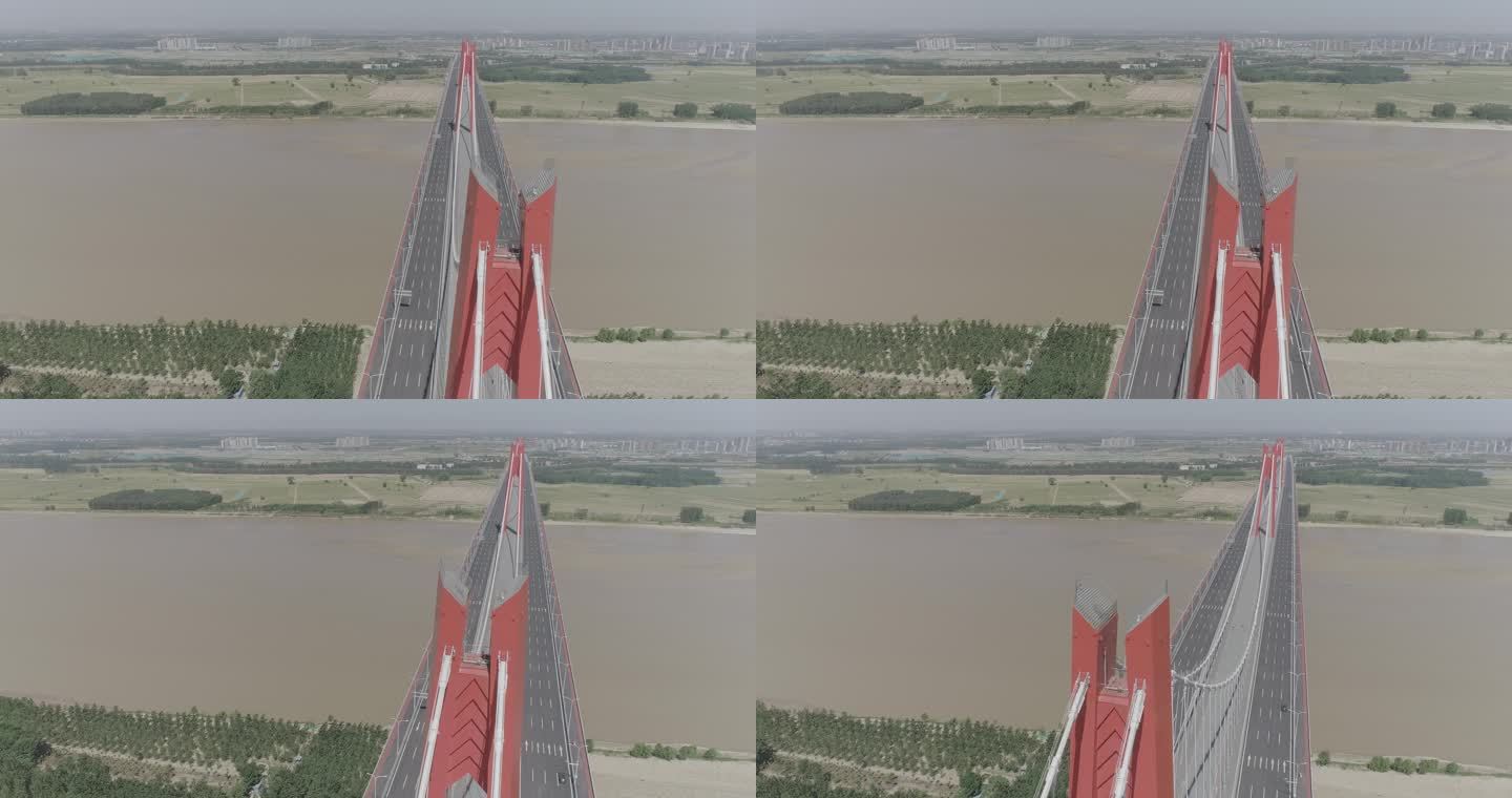 黄河大桥黄河凤凰大桥航拍大景log素材
