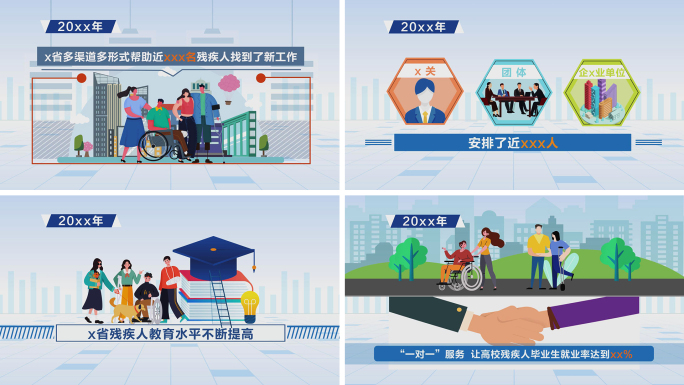 残疾人康复培训就业AE模板