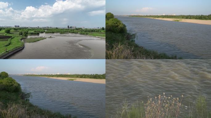 空镜转场渭河 桥 浪花