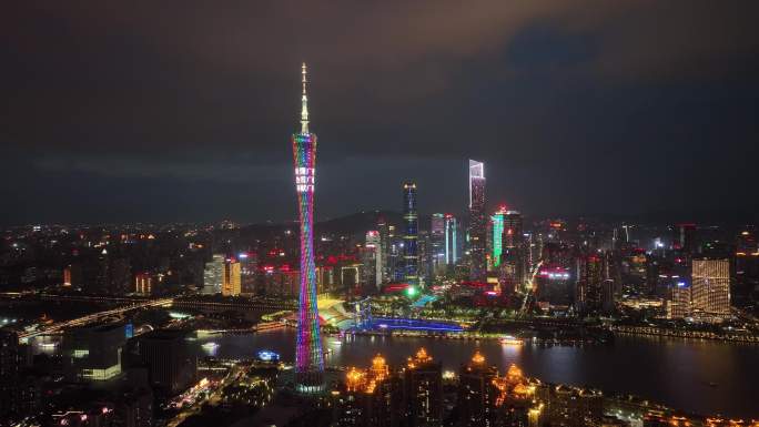 广东 省会 广州 大桥 夜景 广州塔