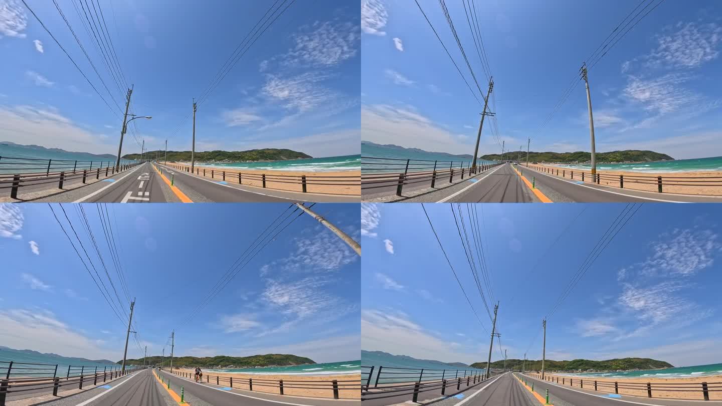 通往福冈鹿之岛的蓝色沙滩公路