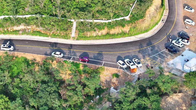 航拍枣庄凤凰绿道连接线盘山公路