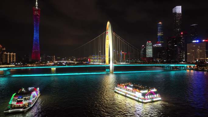 广东 省会 广州 大桥 夜景 广州塔