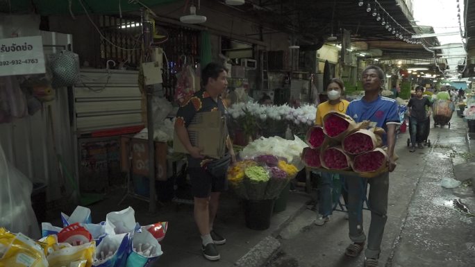 东南亚曼谷街头人文特色文化风情街鲜花