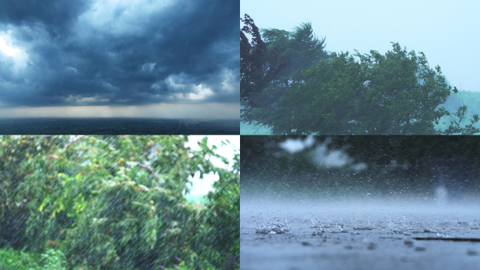 狂风暴雨天气乌云翻滚暴风雨极端天气