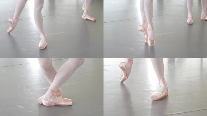 芭蕾舞学生双人脚部动作练习