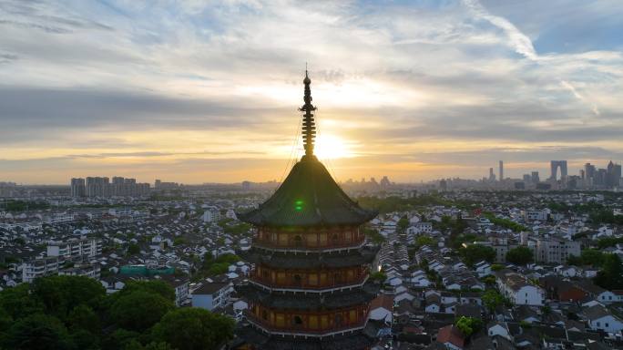 苏州北寺塔晨曦航拍