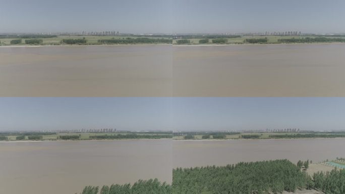 黄河大桥绿化航拍大景log素材