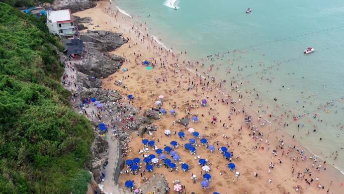 浙江温岭，松门洞下沙滩航拍视频素材