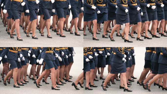 女兵部队。女人们走近了。