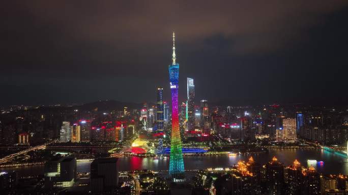 广东 省会 广州 大桥 夜景 广州塔