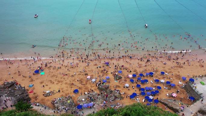 浙江温岭，松门洞下沙滩航拍视频素材