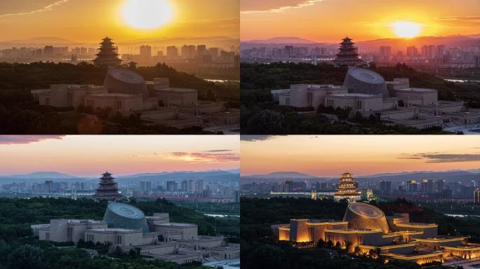 宝鸡_青铜器博物院_石鼓阁_晚霞日转夜