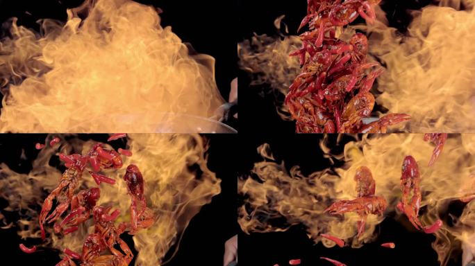 龙虾火爆小龙虾抛向空中