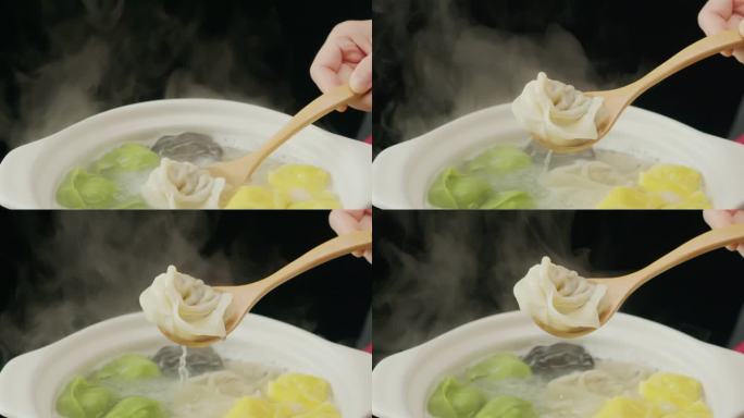 水饺 馄炖 五彩水饺 煮水饺  挖起水饺