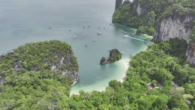 4K HDR泰国甲米洪岛海滨自然风光航拍