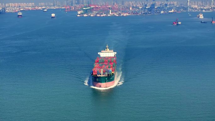 4K天津港运输集装箱物流海运轮船