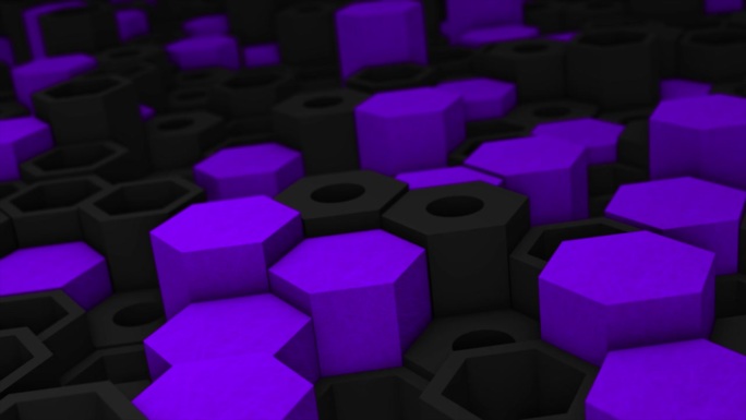 动画紫色和黑色六角形块上下移动