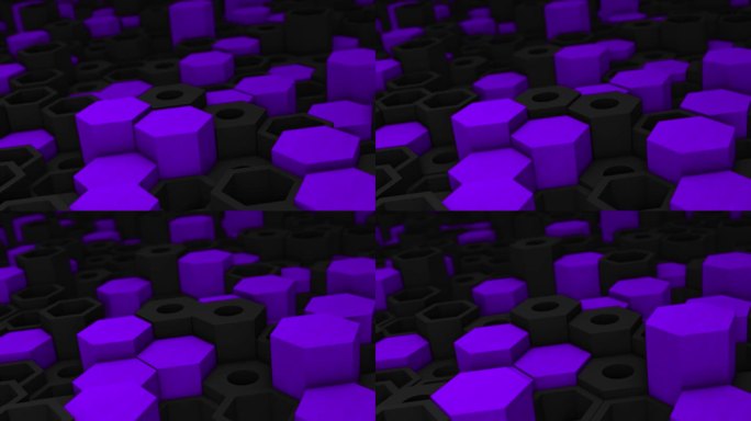 动画紫色和黑色六角形块上下移动
