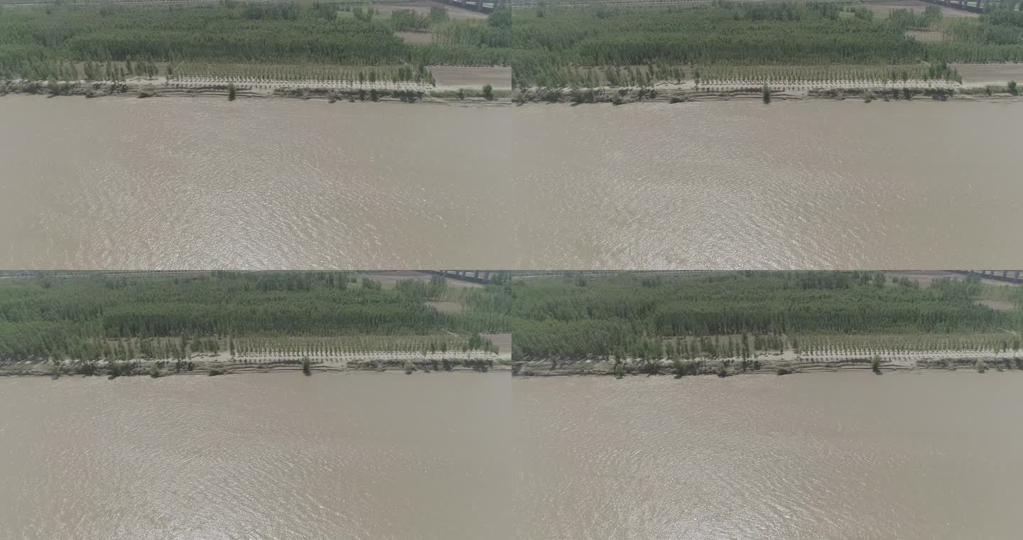 黄河大桥绿化航拍大景log素材