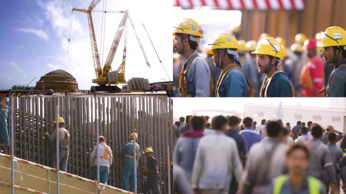 国外工程 工地施工 农民工建设
