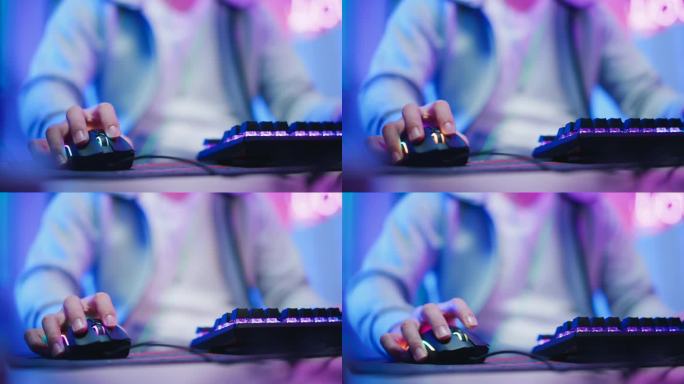 电子竞技玩家使用RGB控制键盘